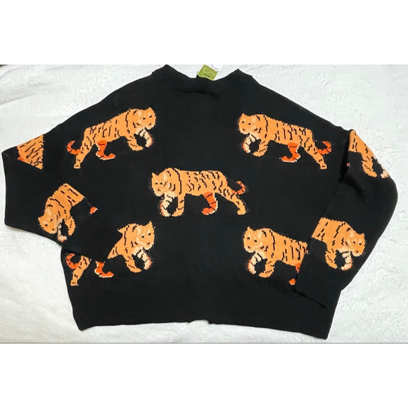 Women's Runway Black & Orange Tiger Print Cardigan L - Picture 5 of 5